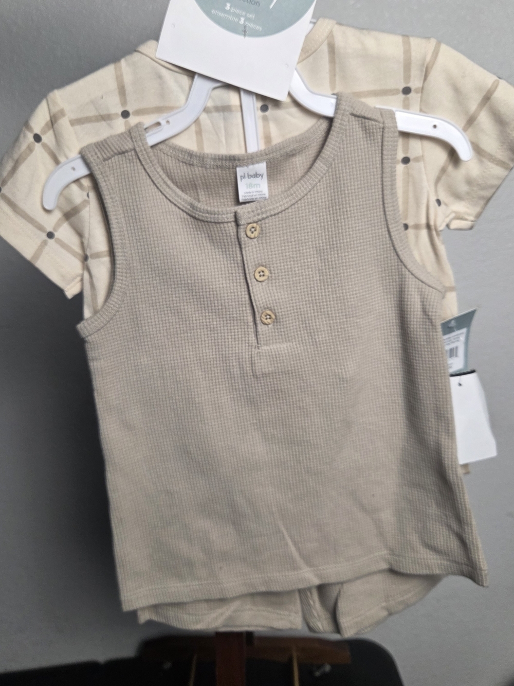 Carter's 3pc Beige Ribbed Tank Top for Kids - Neutral Summer Staple